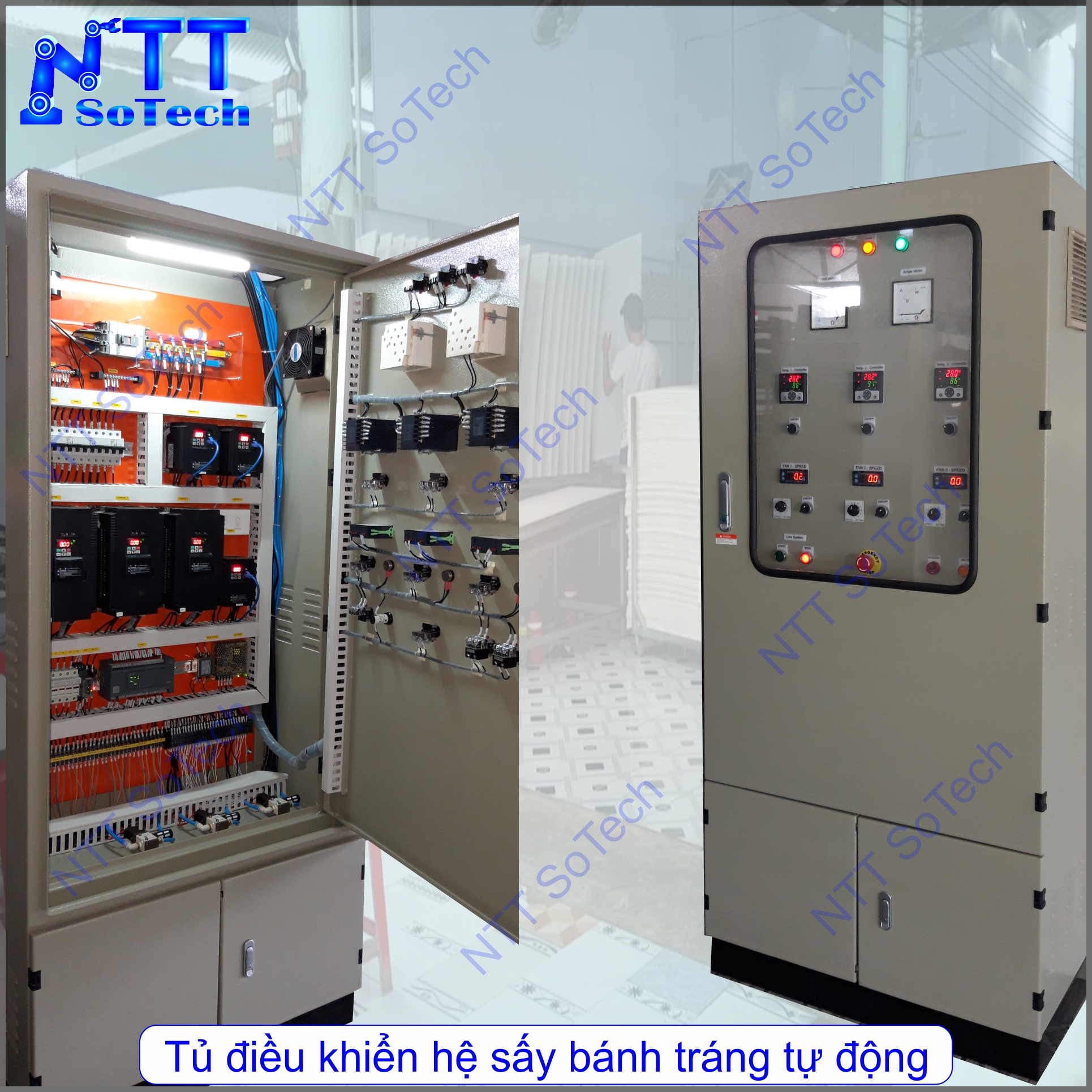 Tủ điều khiển hệ sấy bánh tráng tự động