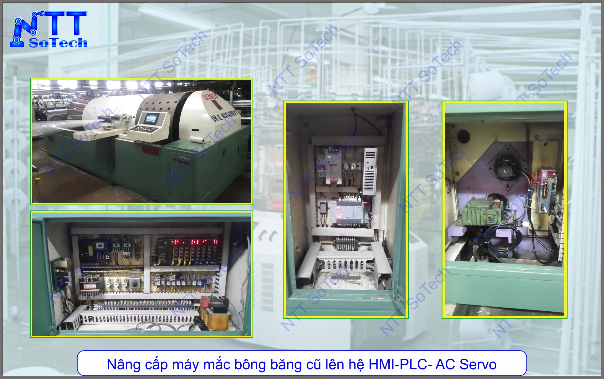 Nâng cấp máy mắc bông băng cũ lên hệ HMI-PLC-AC Servo